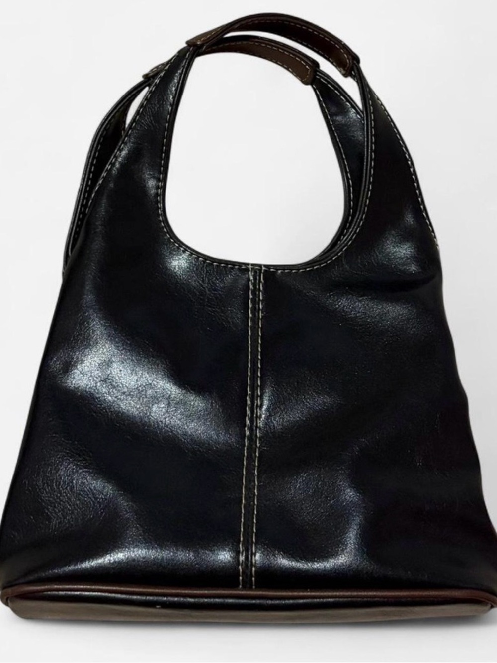 Classic Black Leather Hobo Mini Bag